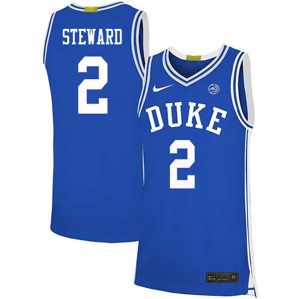 Men #2 DJ Steward Duke Blue Devils College Basketball Jerseys Sale-Blue